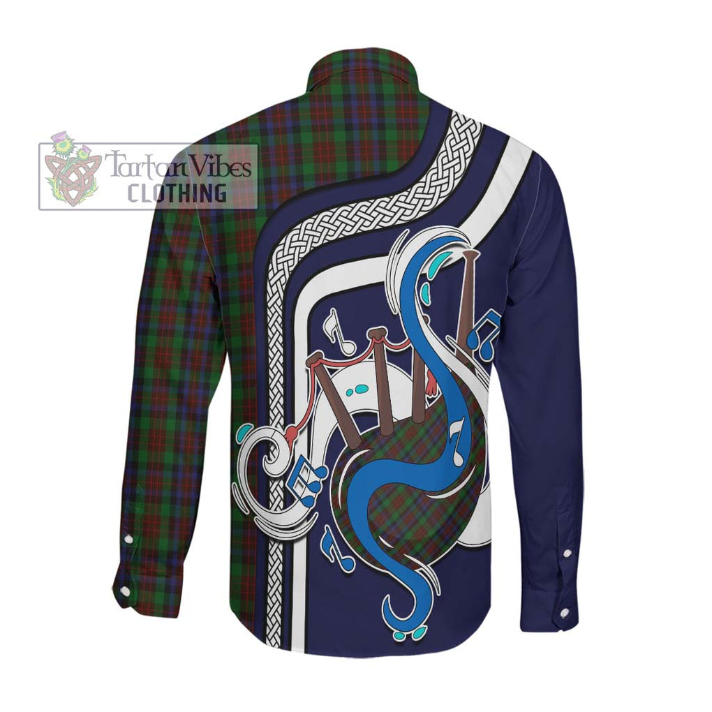 MacDuff Hunting Tartan Long Sleeve Button Shirt with Epic Bagpipe Style Men's Shirt - Tartanvibesclothing Shop