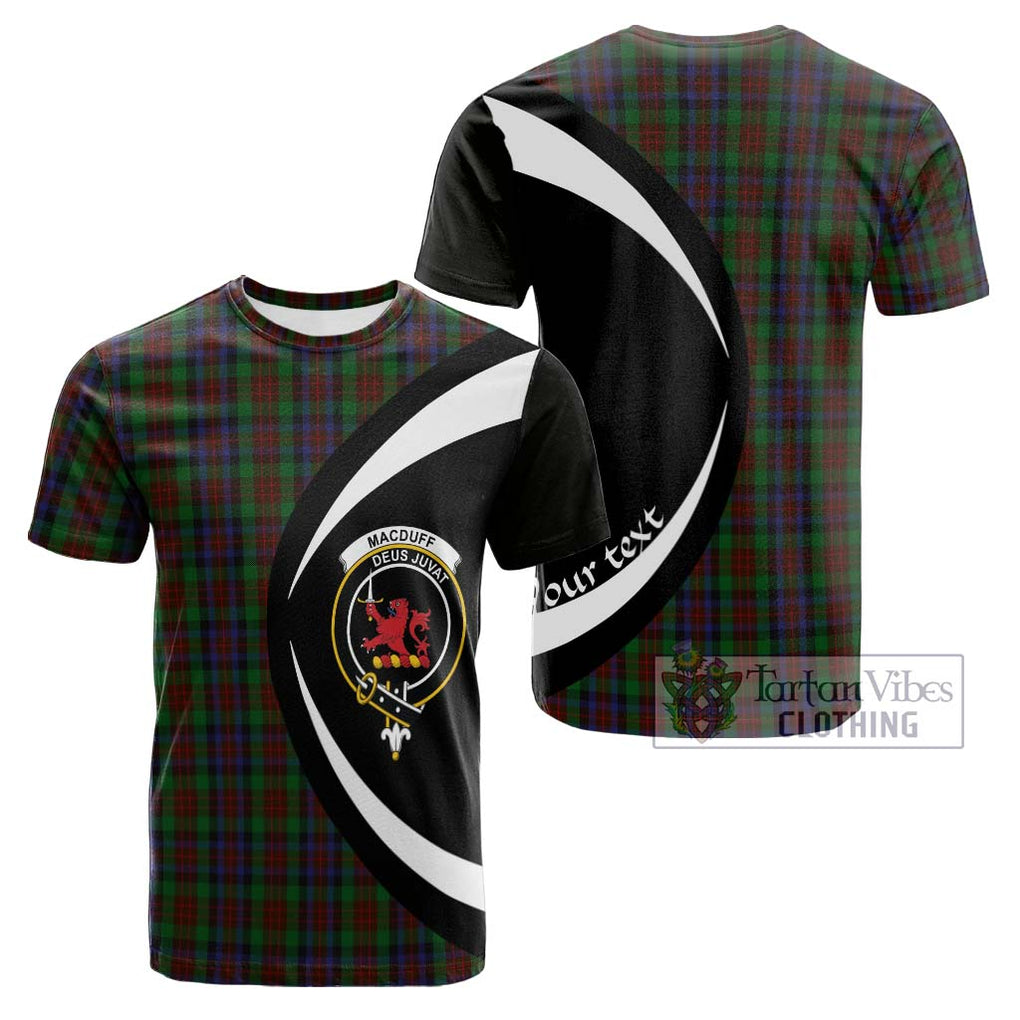 Tartan Vibes Clothing MacDuff Hunting Tartan Cotton T-shirt with Family Crest Circle Style