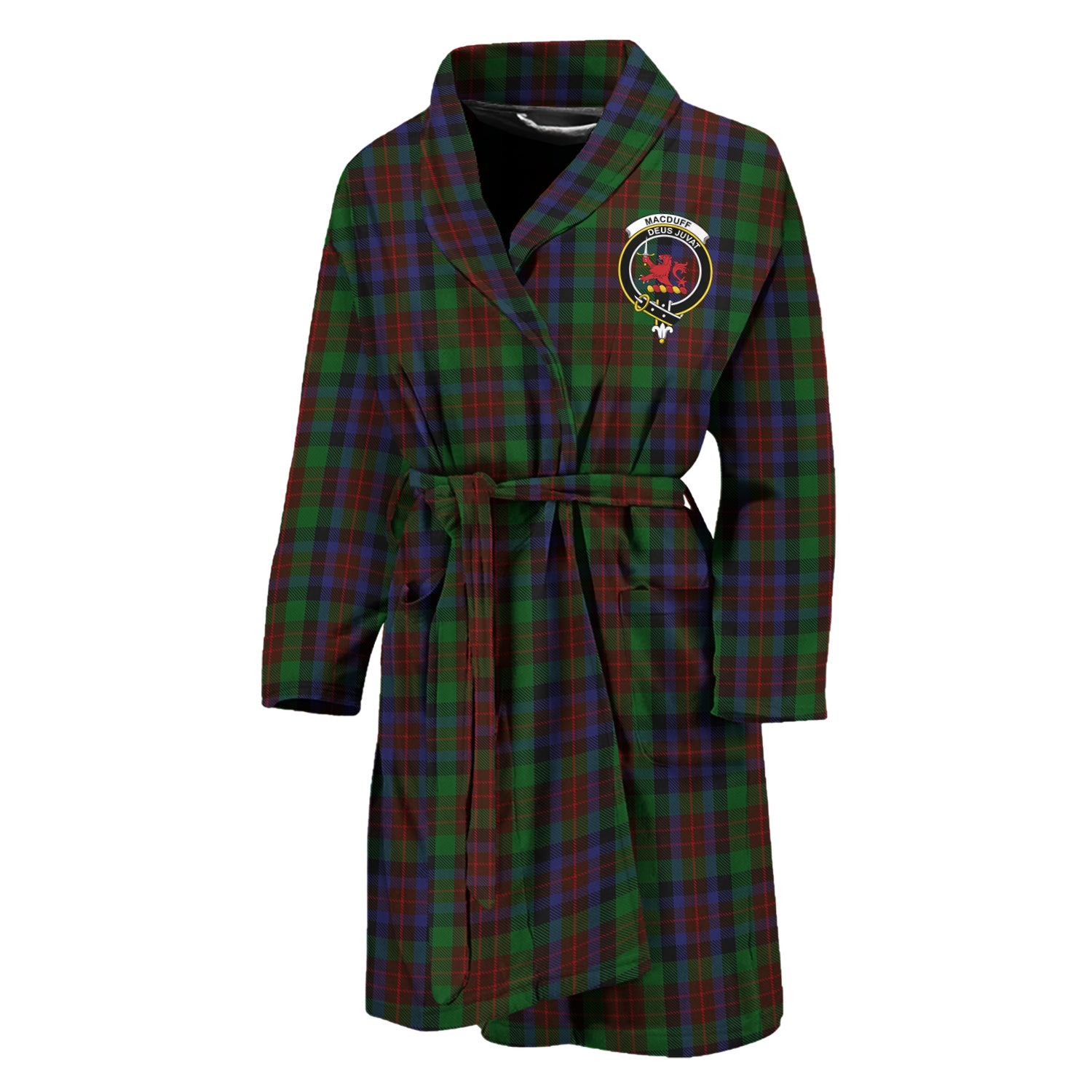 MacDuff Hunting Tartan Bathrobe with Family Crest Unisex M - Tartan Vibes Clothing