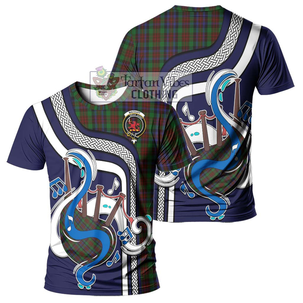 MacDuff Hunting Tartan T-Shirt with Epic Bagpipe Style - Tartanvibesclothing Shop