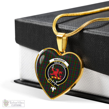 MacDuff Hunting Tartan Heart Necklace with Family Crest