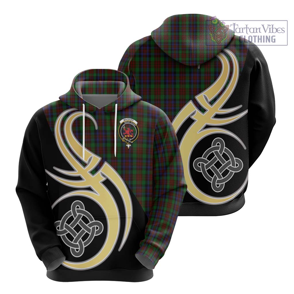 Tartan Vibes Clothing MacDuff Hunting Tartan Hoodie with Family Crest and Celtic Symbol Style