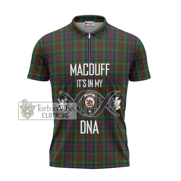 MacDuff Hunting Tartan Zipper Polo Shirt with Family Crest DNA In Me Style