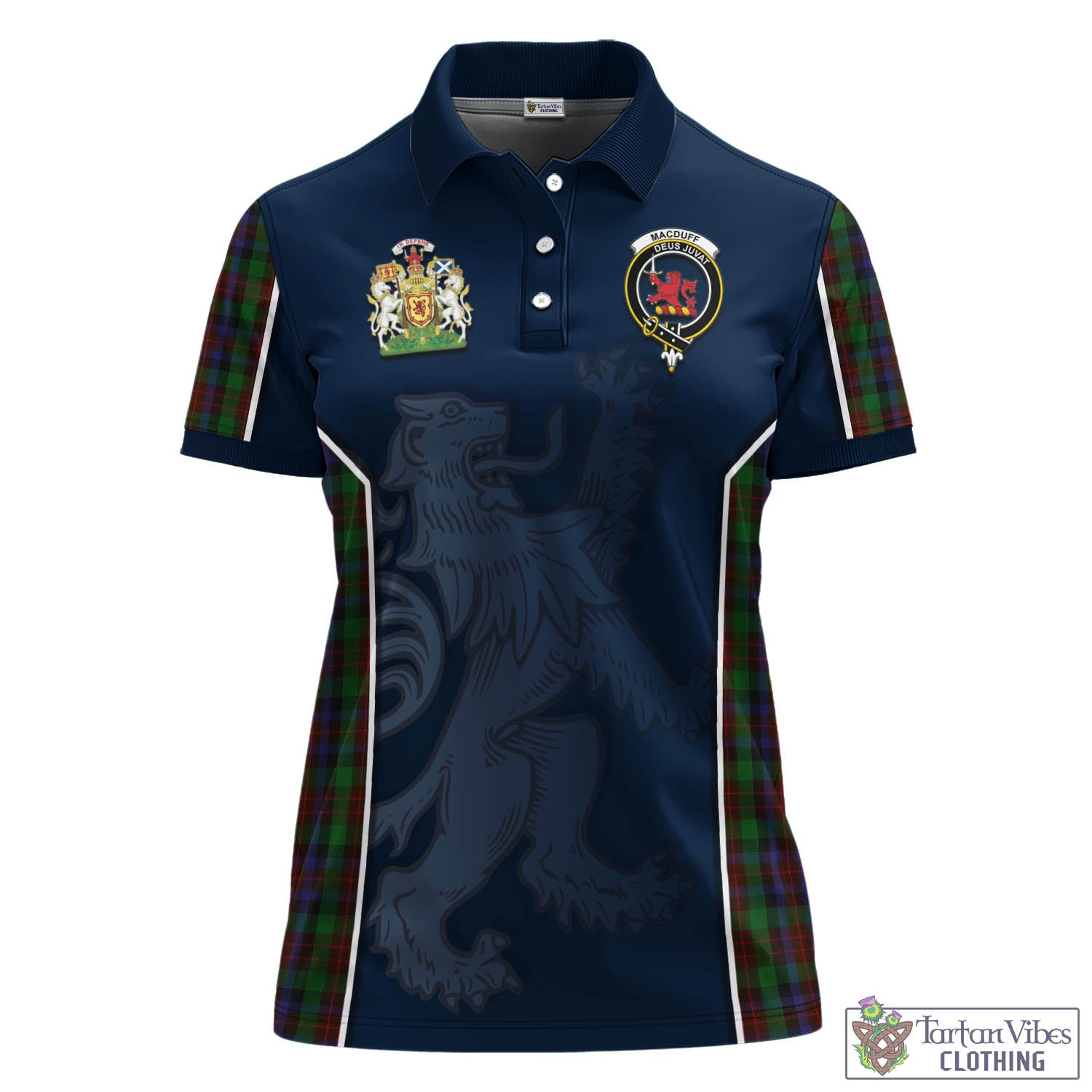 MacDuff Hunting Tartan Women's Polo Shirt with Family Crest and Lion Rampant Vibes Sport Style - Tartan Vibes Clothing