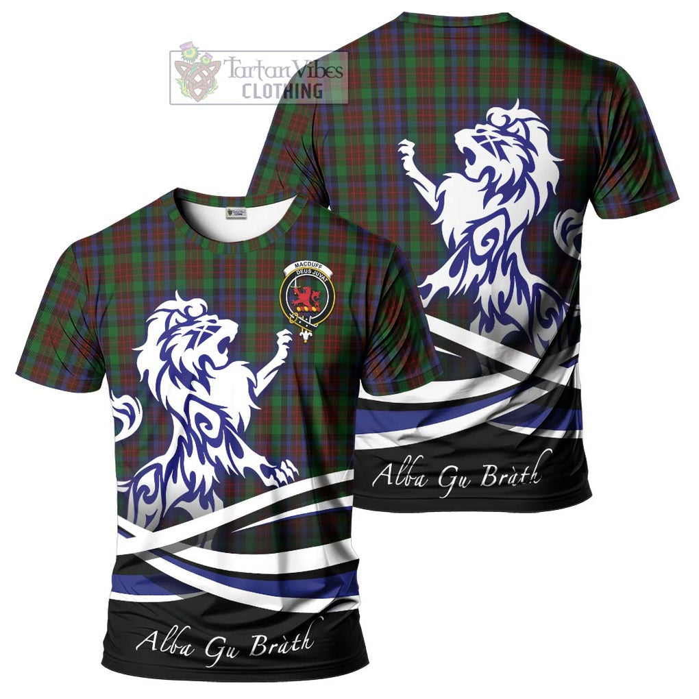 Tartan Vibes Clothing MacDuff Hunting Tartan Cotton T-shirt with Alba Gu Brath Regal Lion Emblem