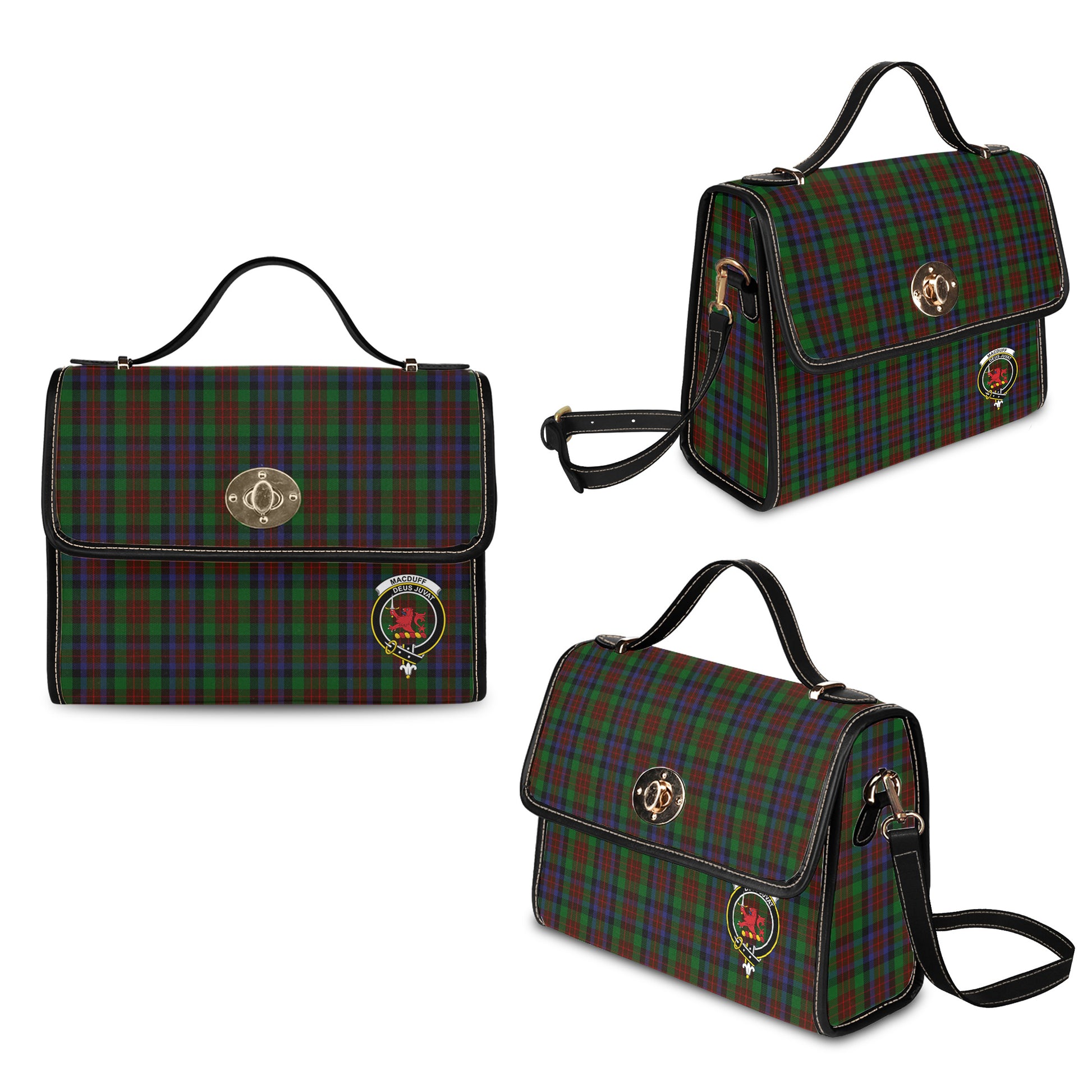 macduff-hunting-tartan-leather-strap-waterproof-canvas-bag-with-family-crest