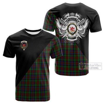 MacDuff Hunting Tartan Cotton T-shirt with Family Crest and Military Logo Style