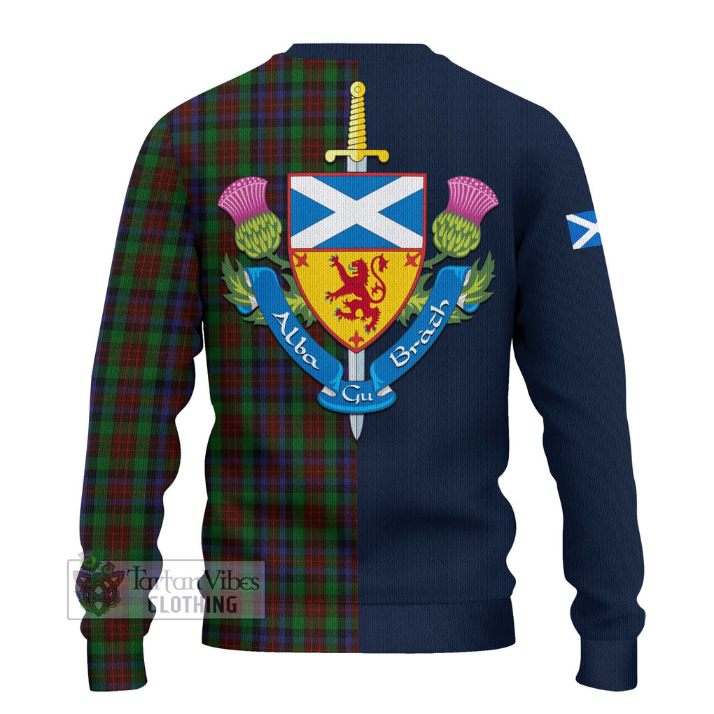 Tartan Vibes Clothing MacDuff Hunting Tartan Knitted Sweater with Scottish Lion Royal Arm Half Style