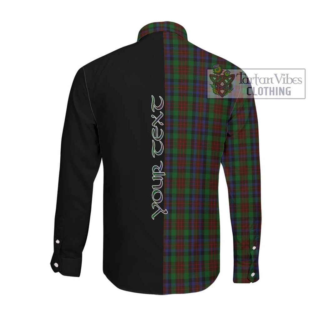 MacDuff Hunting Tartan Long Sleeve Button Shirt with Family Crest and Half Of Me Style Men's Shirt - Tartanvibesclothing Shop