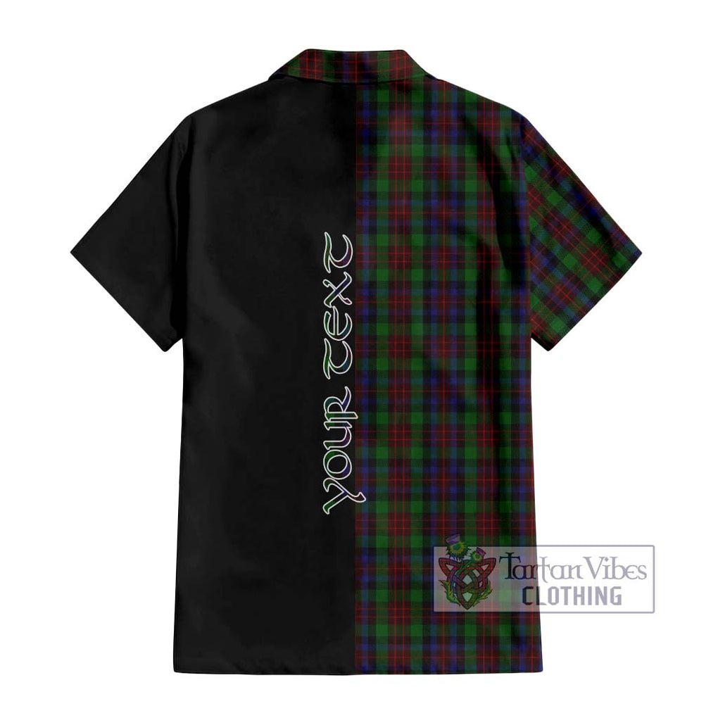 MacDuff Hunting Tartan Short Sleeve Button Shirt with Family Crest and Half Of Me Style - Tartanvibesclothing Shop