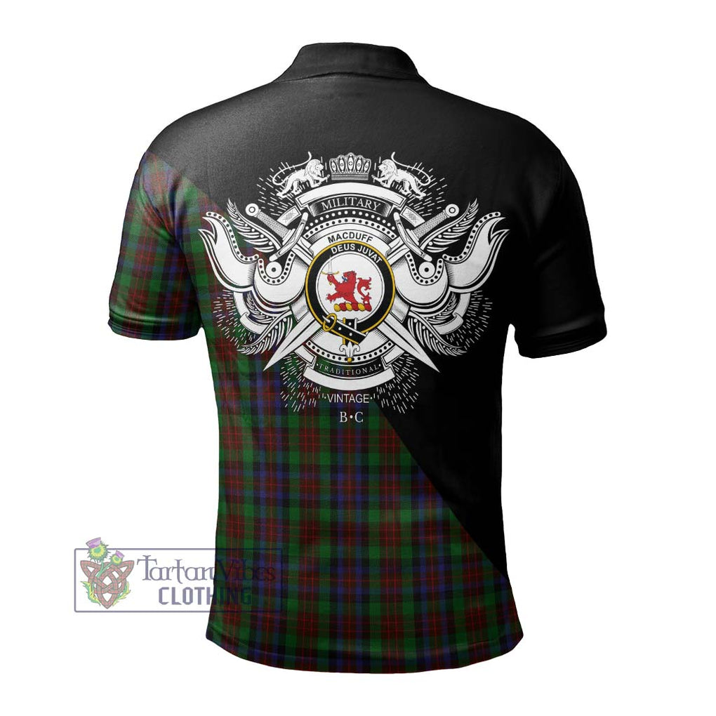 MacDuff Hunting Tartan Polo Shirt with Family Crest and Military Logo Style - Tartanvibesclothing Shop