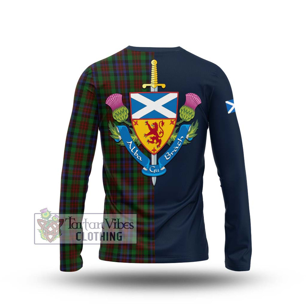 Tartan Vibes Clothing MacDuff Hunting Tartan Long Sleeve T-Shirt with Scottish Lion Royal Arm Half Style