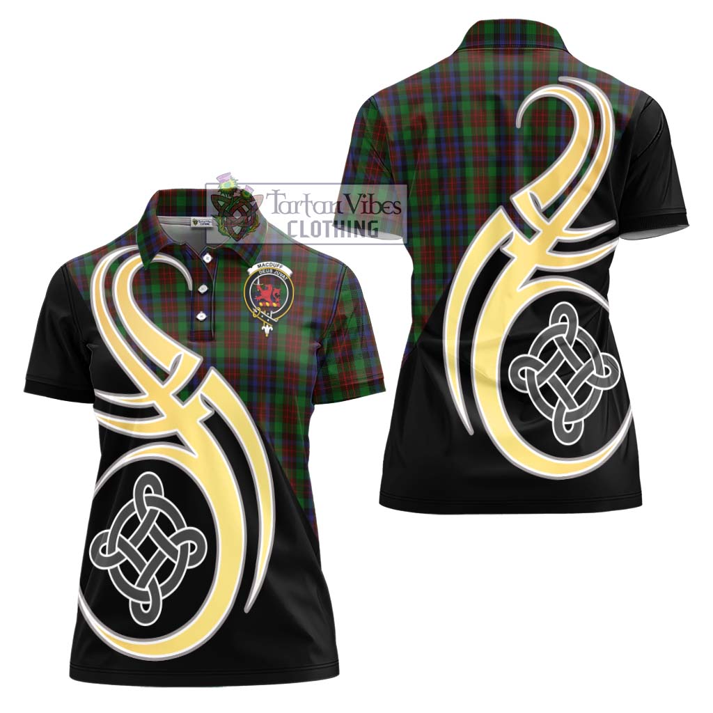 MacDuff Hunting Tartan Women's Polo Shirt with Family Crest and Celtic Symbol Style - Tartan Vibes Clothing