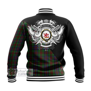 MacDuff Hunting Tartan Baseball Jacket with Family Crest and Military Logo Style