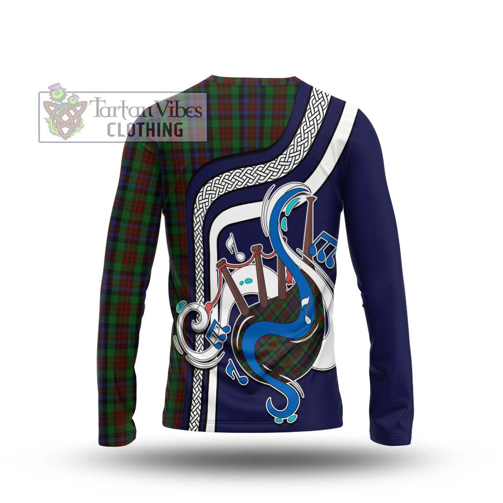 Tartan Vibes Clothing MacDuff Hunting Tartan Long Sleeve T-Shirt with Epic Bagpipe Style