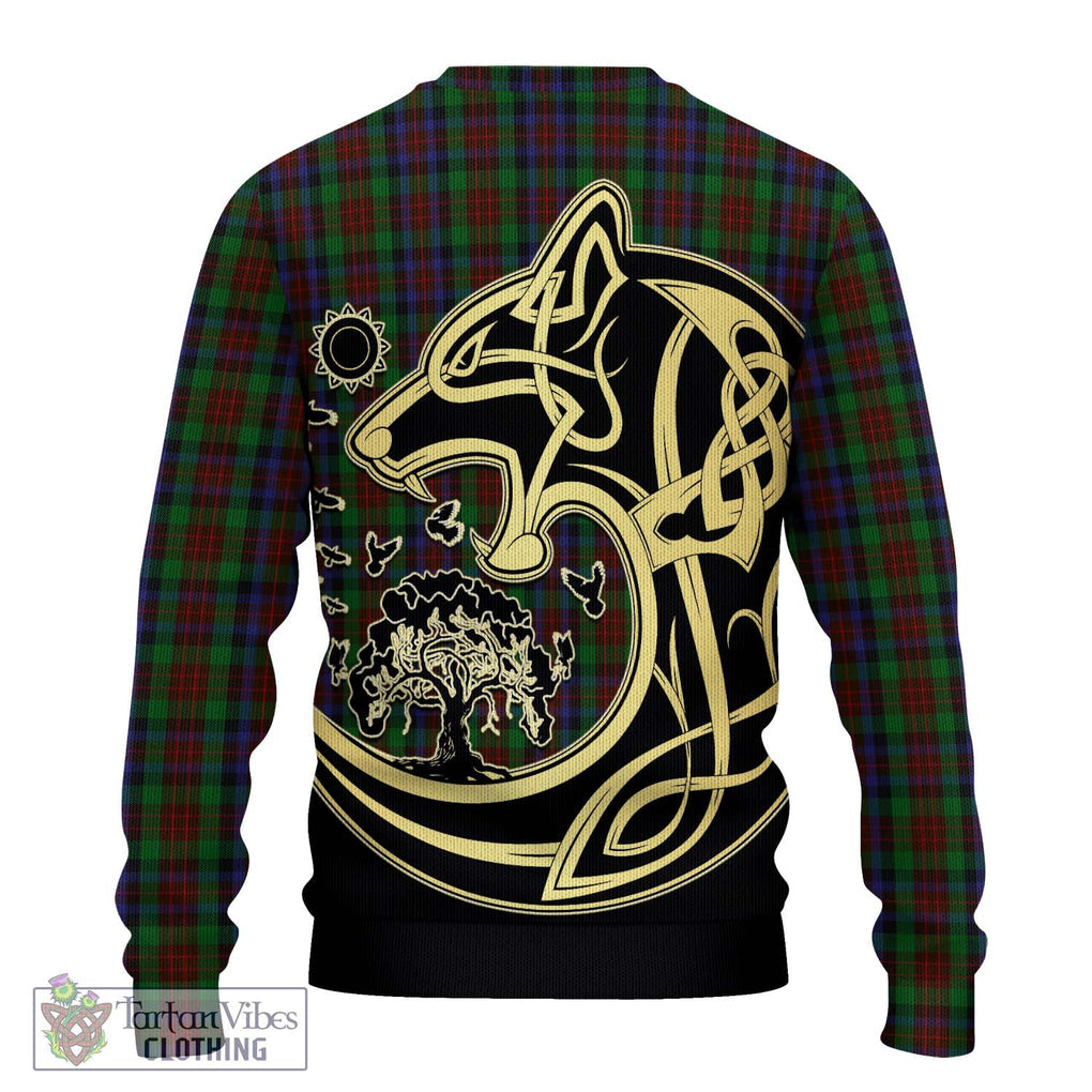 MacDuff Hunting Tartan Knitted Sweater with Family Crest Celtic Wolf Style - Tartan Vibes Clothing