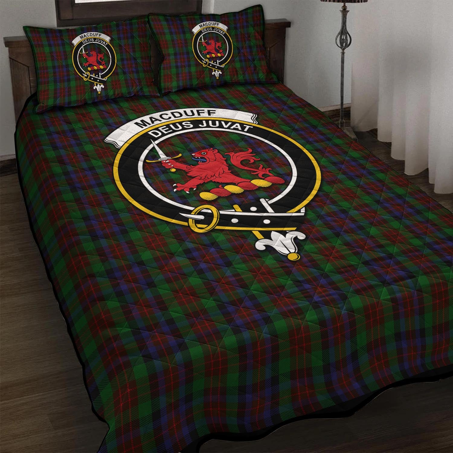 MacDuff Hunting Tartan Quilt Bed Set with Family Crest - Tartan Vibes Clothing