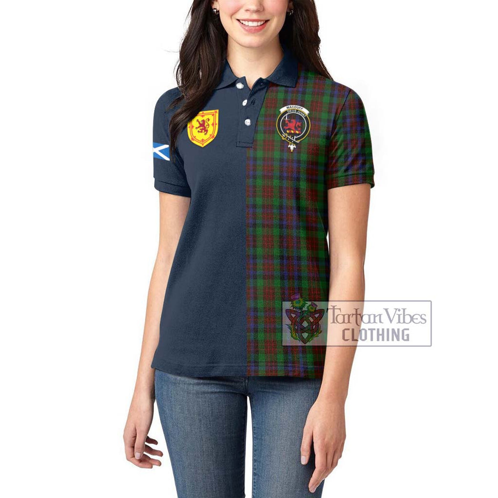 Tartan Vibes Clothing MacDuff Hunting Tartan Women's Polo Shirt with Scottish Lion Royal Arm Half Style