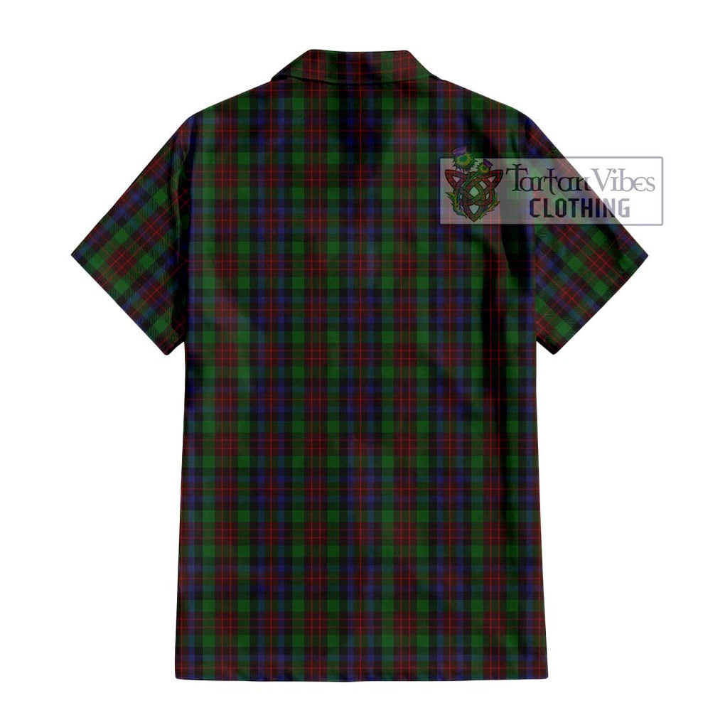 MacDuff Hunting Tartan Short Sleeve Button Shirt with Family Crest DNA In Me Style - Tartanvibesclothing Shop