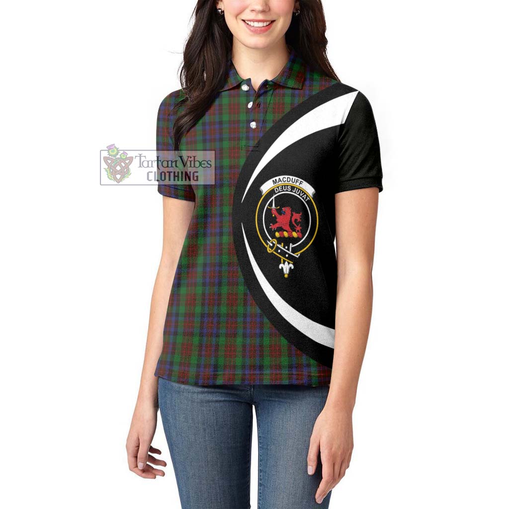 MacDuff Hunting Tartan Women's Polo Shirt with Family Crest Circle Style - Tartan Vibes Clothing