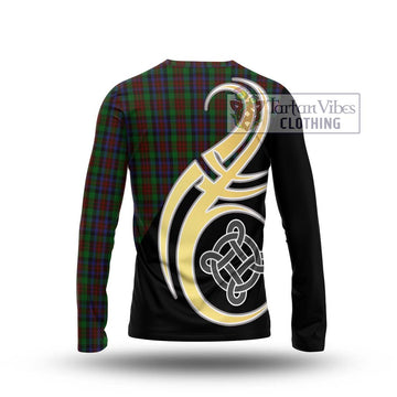 MacDuff Hunting Tartan Long Sleeve T-Shirt with Family Crest and Celtic Symbol Style