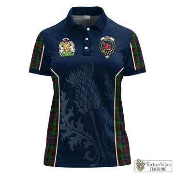 MacDuff Hunting Tartan Women's Polo Shirt with Family Crest and Scottish Thistle Vibes Sport Style