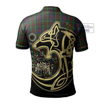 MacDuff Hunting Tartan Polo Shirt with Family Crest Celtic Wolf Style