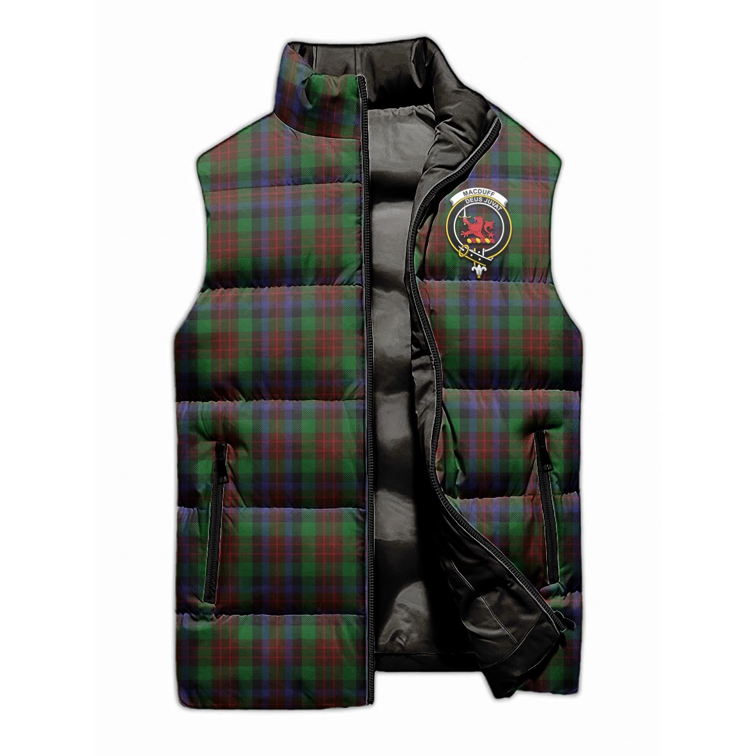 MacDuff Hunting Tartan Sleeveless Puffer Jacket with Family Crest - Tartanvibesclothing