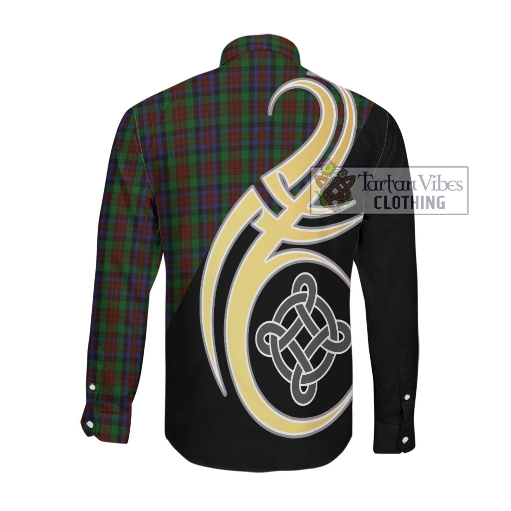 MacDuff Hunting Tartan Long Sleeve Button Shirt with Family Crest and Celtic Symbol Style Men's Shirt - Tartan Vibes Clothing