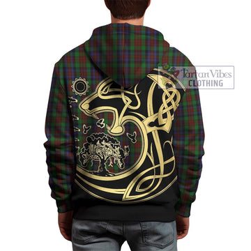 MacDuff Hunting Tartan Hoodie with Family Crest Celtic Wolf Style