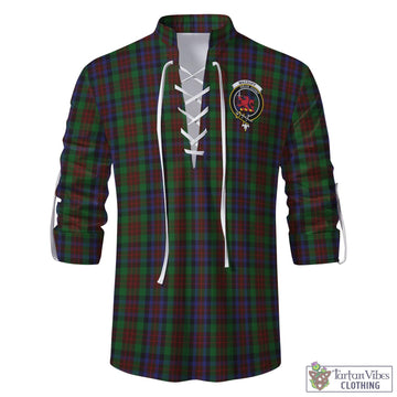 MacDuff Hunting Tartan Men's Scottish Traditional Jacobite Ghillie Kilt Shirt with Family Crest