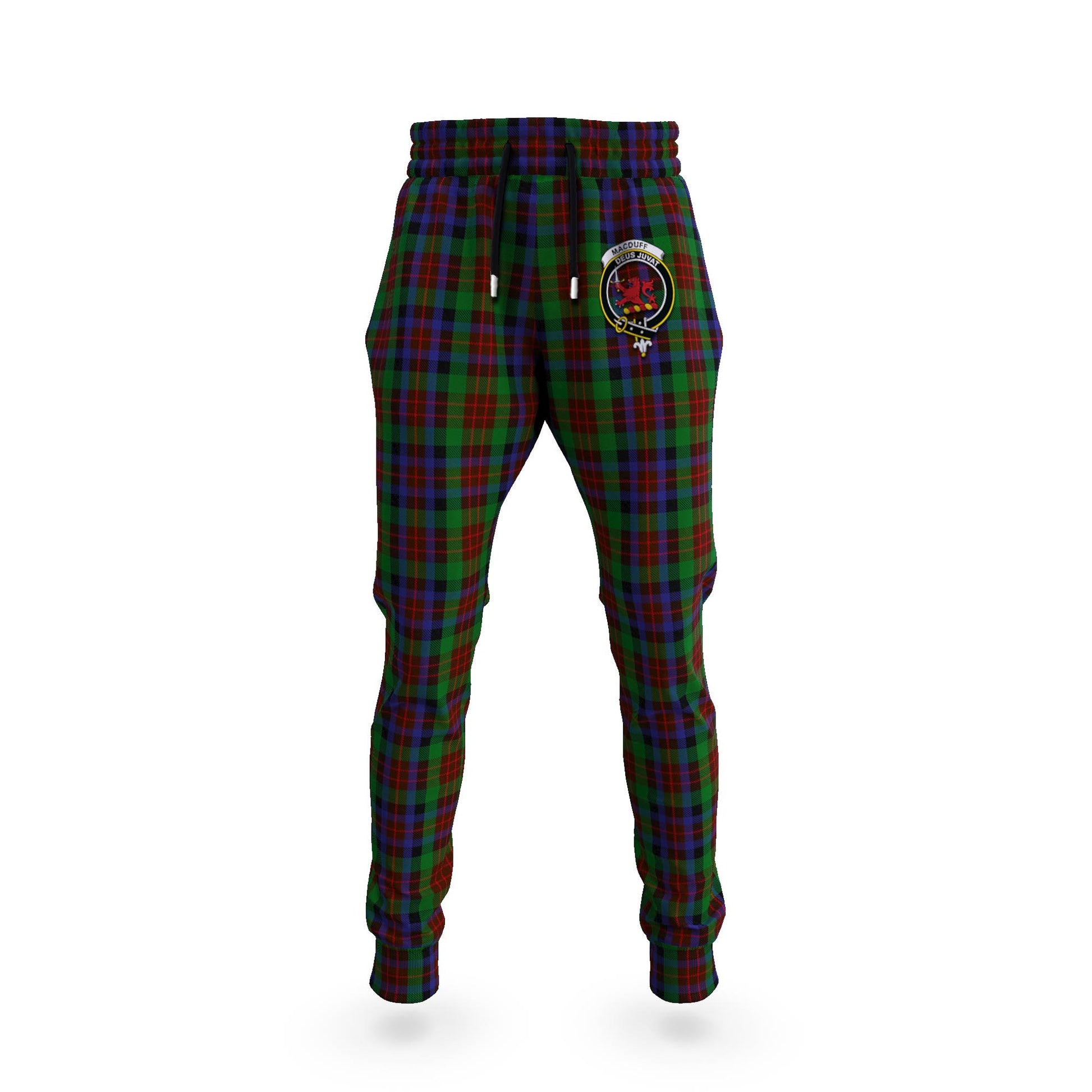 MacDuff Hunting Tartan Joggers Pants with Family Crest 5XL - Tartan Vibes Clothing