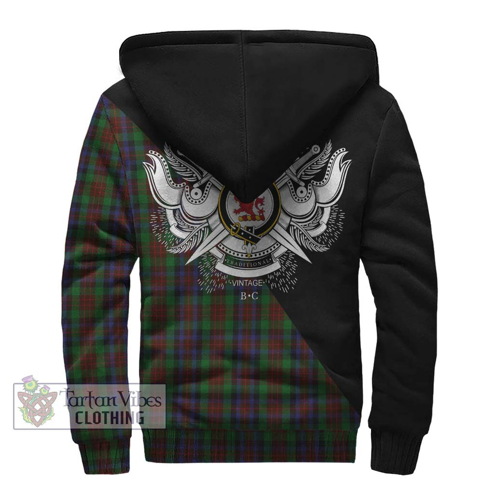 MacDuff Hunting Tartan Sherpa Hoodie with Family Crest and Military Logo Style - Tartanvibesclothing Shop