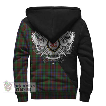 MacDuff Hunting Tartan Sherpa Hoodie with Family Crest and Military Logo Style