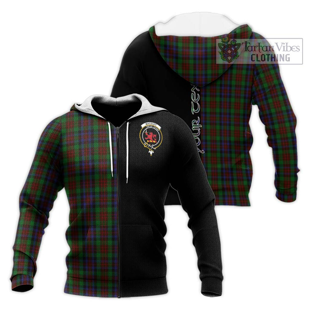 MacDuff Hunting Tartan Knitted Hoodie with Family Crest and Half Of Me Style Unisex Knitted Zip Hoodie - Tartanvibesclothing Shop