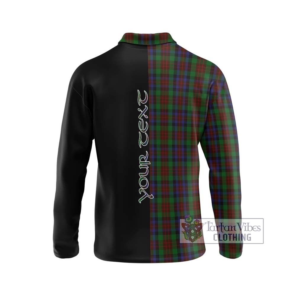 MacDuff Hunting Tartan Long Sleeve Polo Shirt with Family Crest and Half Of Me Style - Tartanvibesclothing Shop