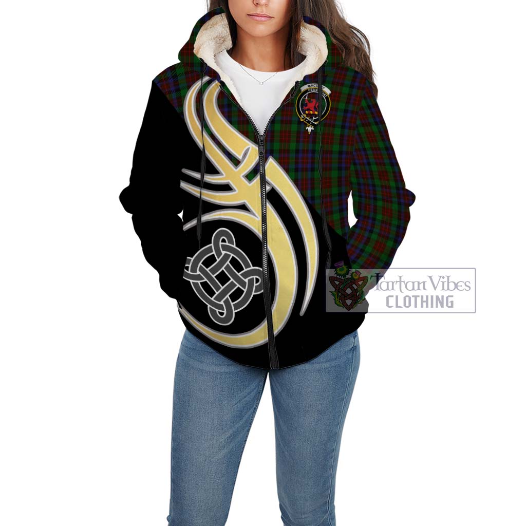 MacDuff Hunting Tartan Sherpa Hoodie with Family Crest and Celtic Symbol Style Unisex - Tartan Vibes Clothing