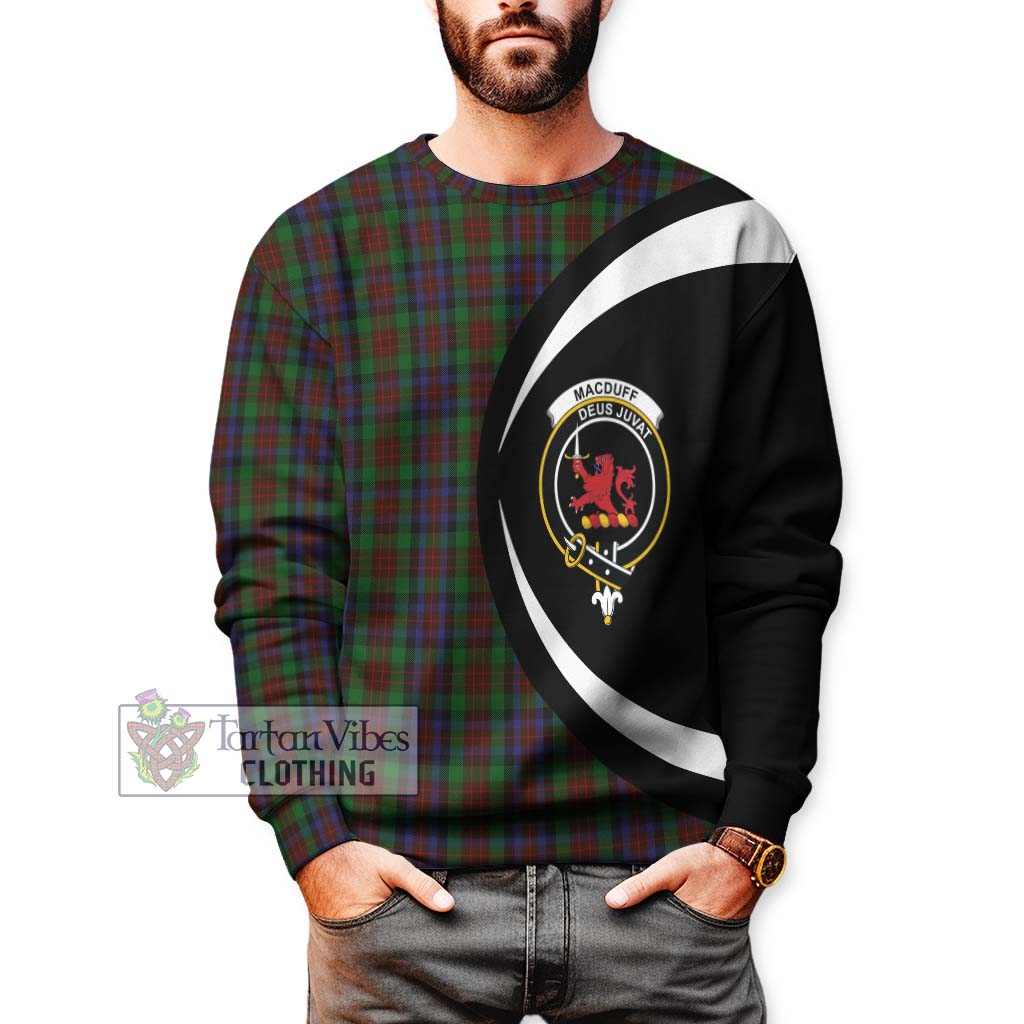 MacDuff Hunting Tartan Sweatshirt with Family Crest Circle Style - Tartan Vibes Clothing