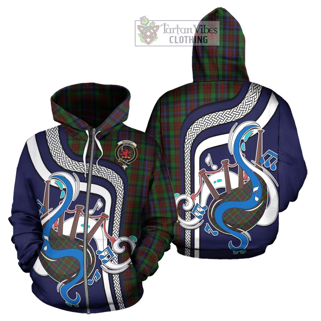 Tartan Vibes Clothing MacDuff Hunting Tartan Hoodie with Epic Bagpipe Style