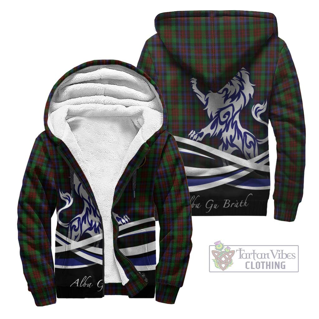 MacDuff Hunting Tartan Sherpa Hoodie with Alba Gu Brath Regal Lion Emblem Unisex - Tartanvibesclothing Shop