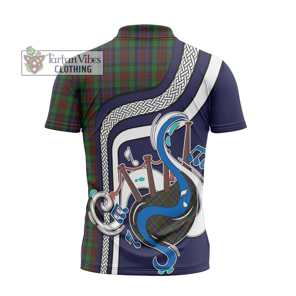 MacDuff Hunting Tartan Zipper Polo Shirt with Epic Bagpipe Style - Tartanvibesclothing Shop