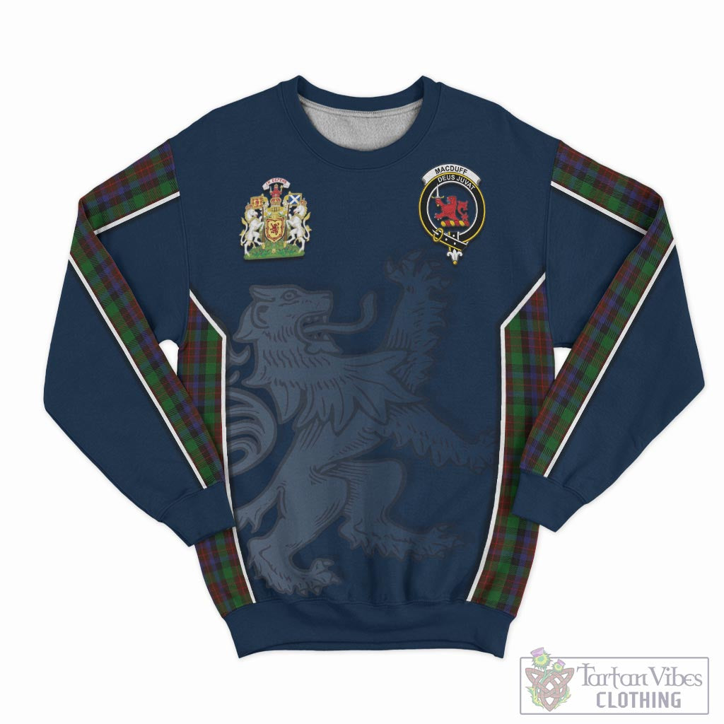 Tartan Vibes Clothing MacDuff Hunting Tartan Sweater with Family Crest and Lion Rampant Vibes Sport Style