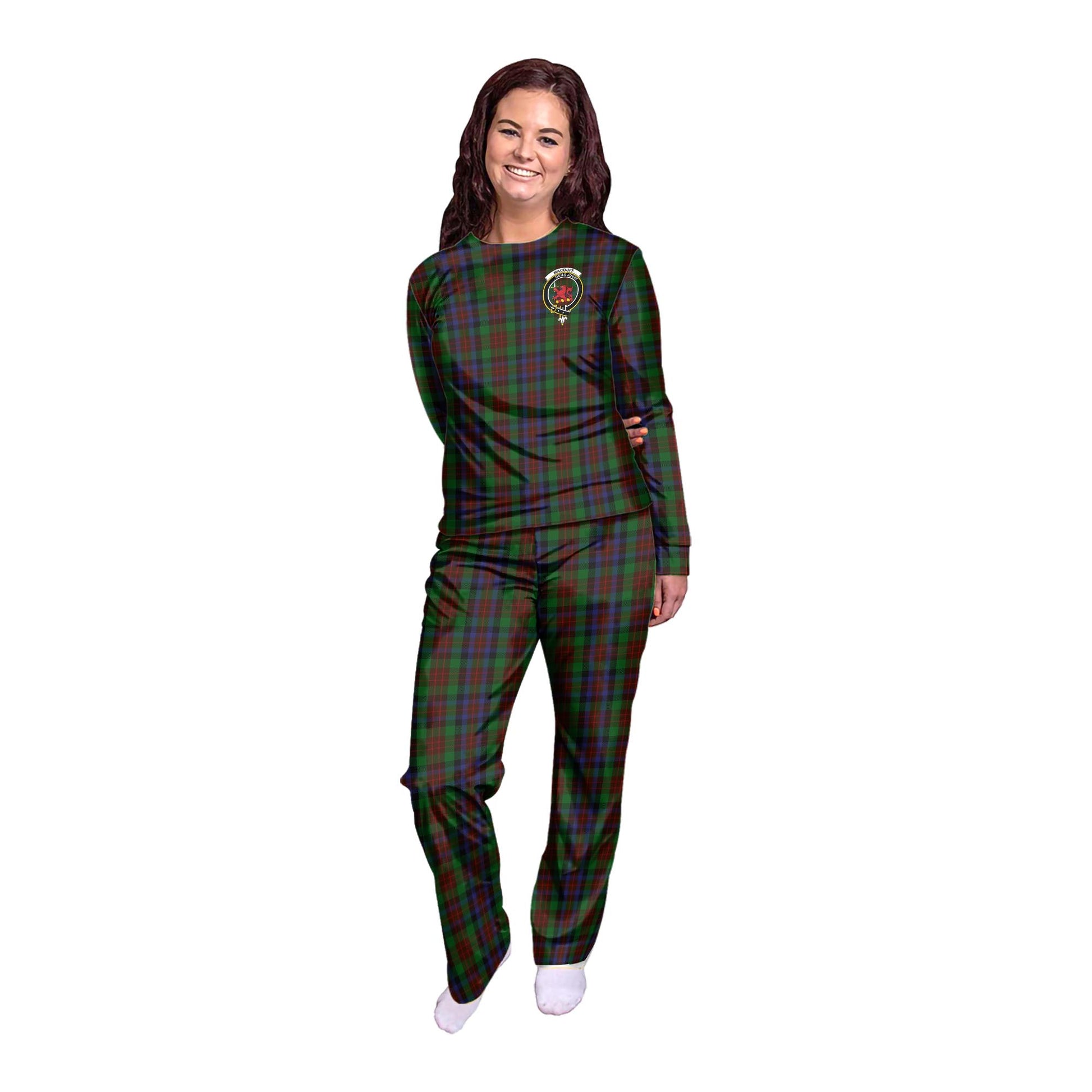 MacDuff Hunting Tartan Pajamas Family Set with Family Crest - Tartanvibesclothing