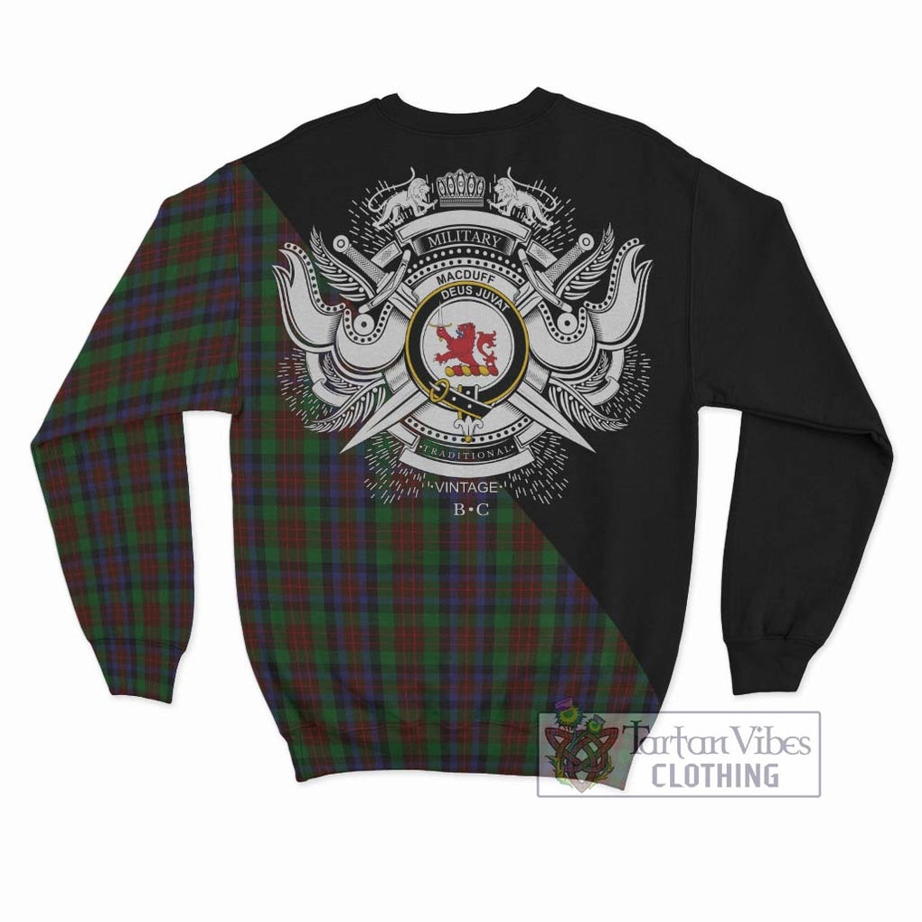 MacDuff Hunting Tartan Sweatshirt with Family Crest and Military Logo Style - Tartanvibesclothing Shop