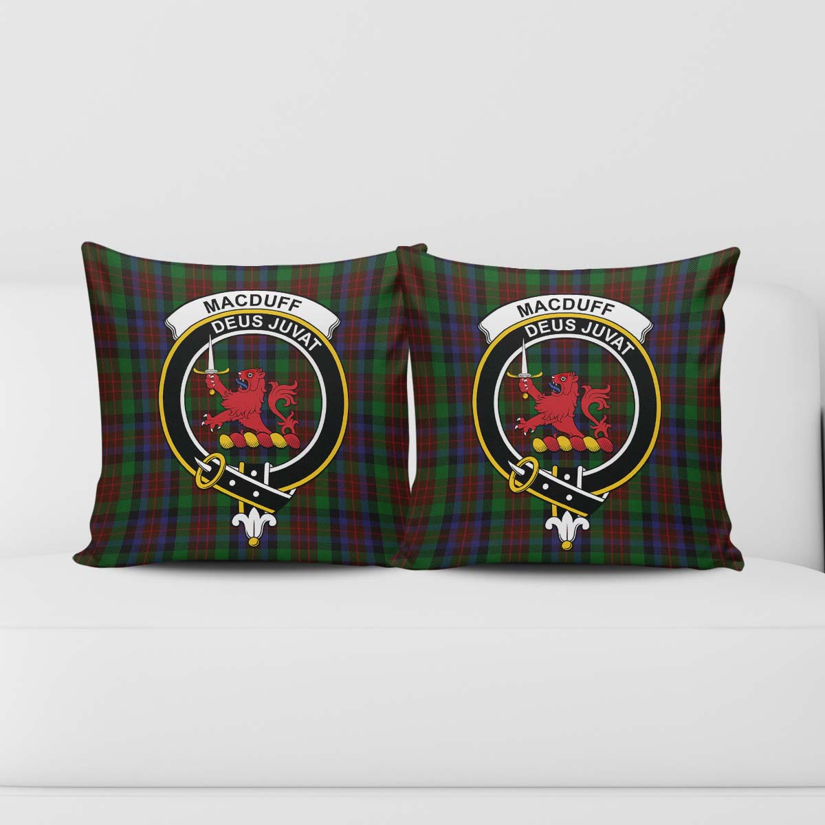 MacDuff Hunting Tartan Pillow Cover with Family Crest - Tartanvibesclothing