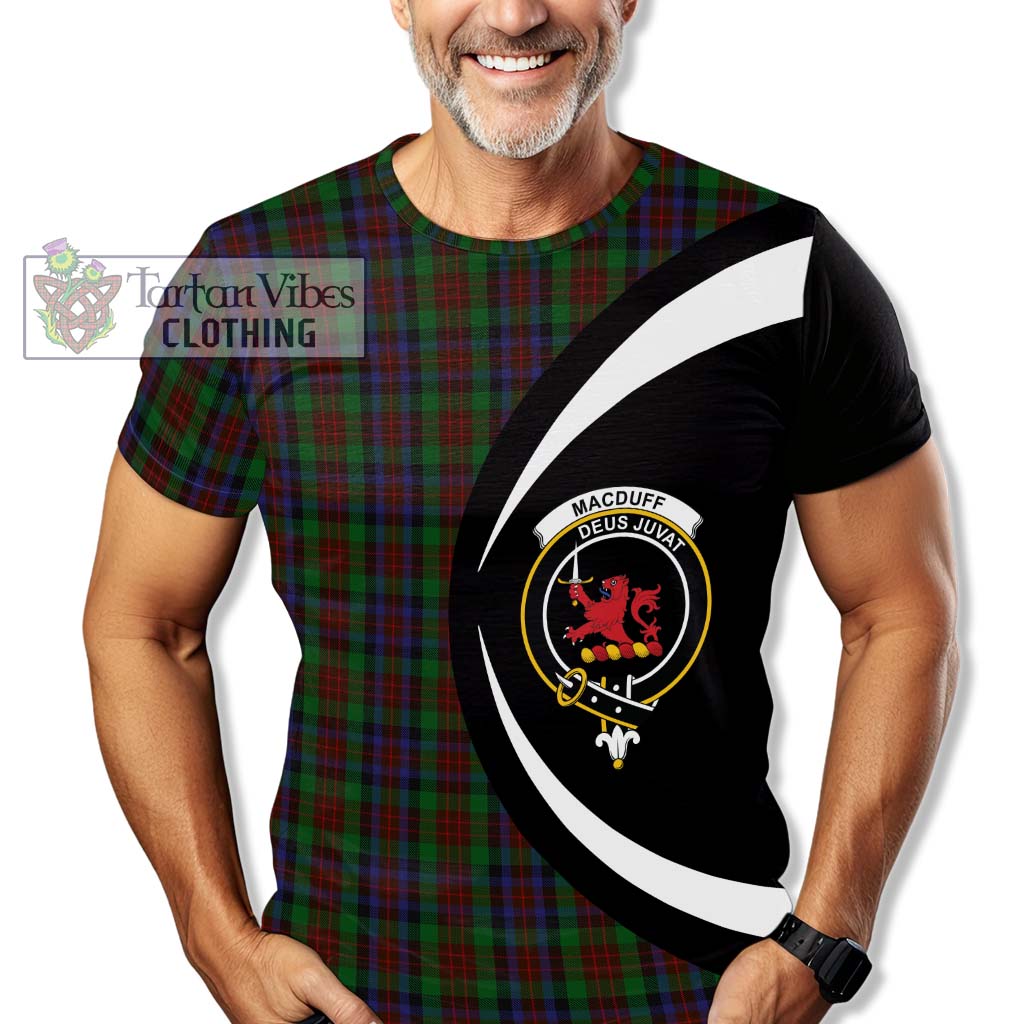 Tartan Vibes Clothing MacDuff Hunting Tartan T-Shirt with Family Crest Circle Style