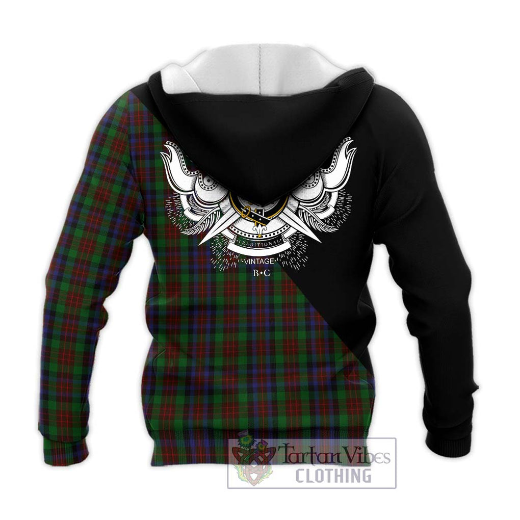 MacDuff Hunting Tartan Knitted Hoodie with Family Crest and Military Logo Style - Tartanvibesclothing Shop