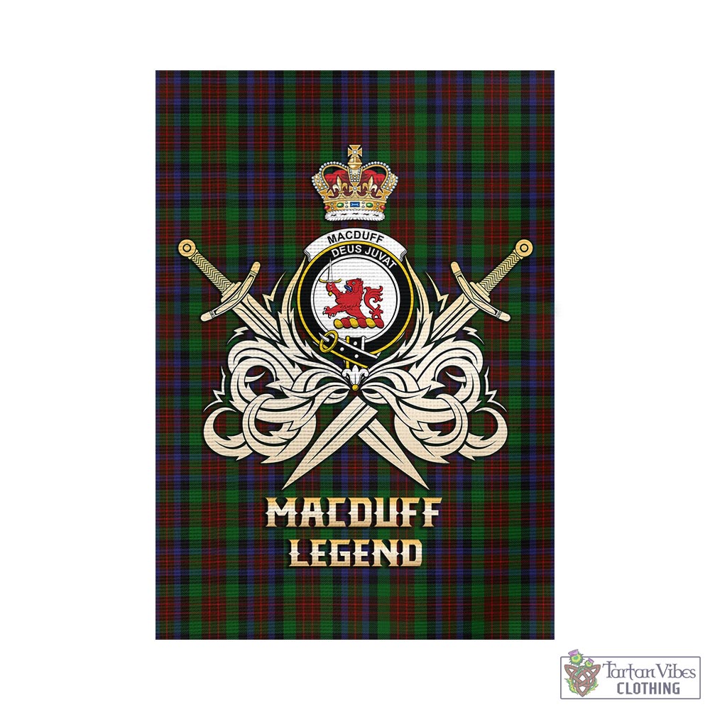 Tartan Vibes Clothing MacDuff Hunting Tartan Flag with Clan Crest and the Golden Sword of Courageous Legacy