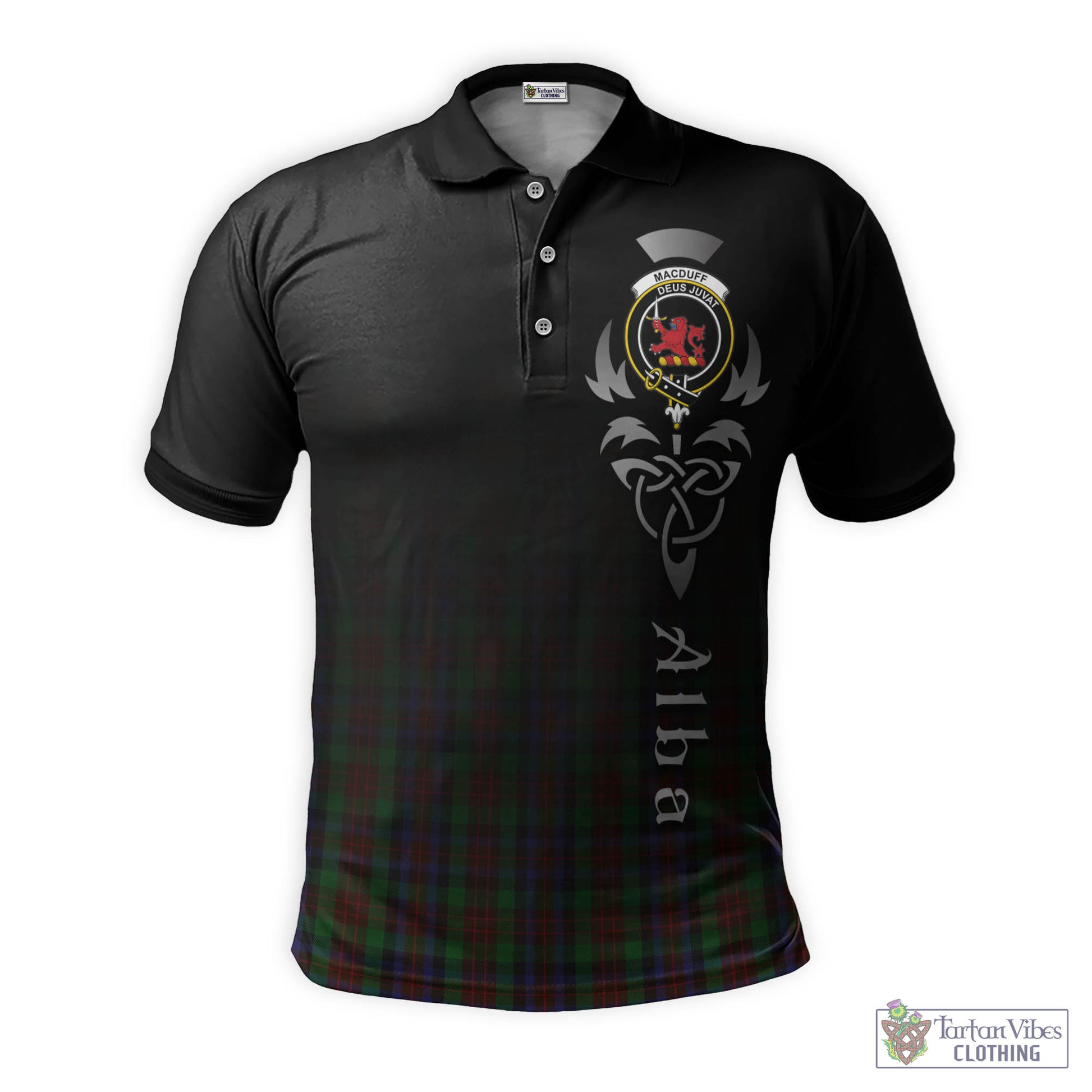 Tartan Vibes Clothing MacDuff Hunting Tartan Polo Shirt Featuring Alba Gu Brath Family Crest Celtic Inspired