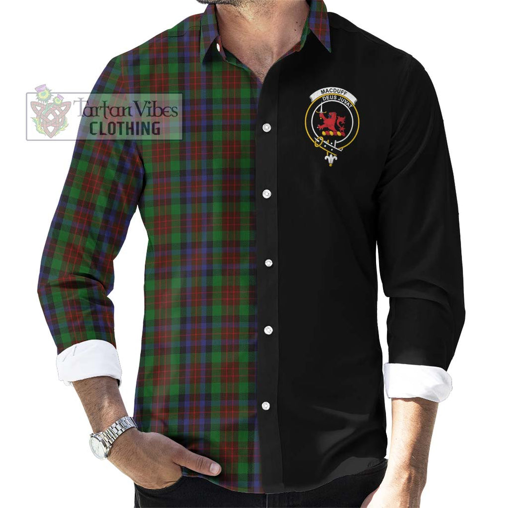 MacDuff Hunting Tartan Long Sleeve Button Shirt with Family Crest and Half Of Me Style - Tartanvibesclothing Shop